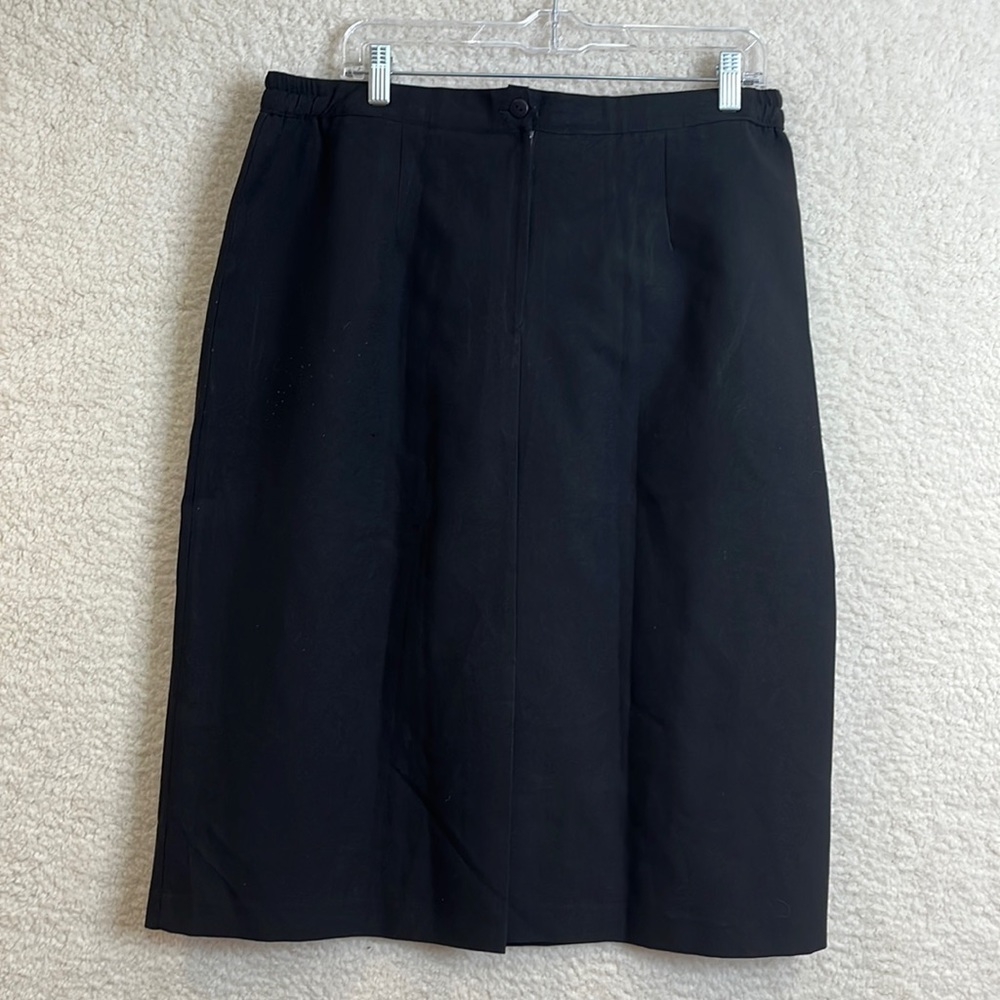 Vintage Womens Black Zipper UK British Skirt SIZE 16 PLUS SIZE